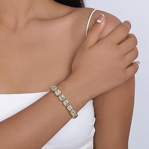 4 Pcs 14K Gold Plated Iced CZ Bling Tennis Heart Cuban Link Men Women Bracelets